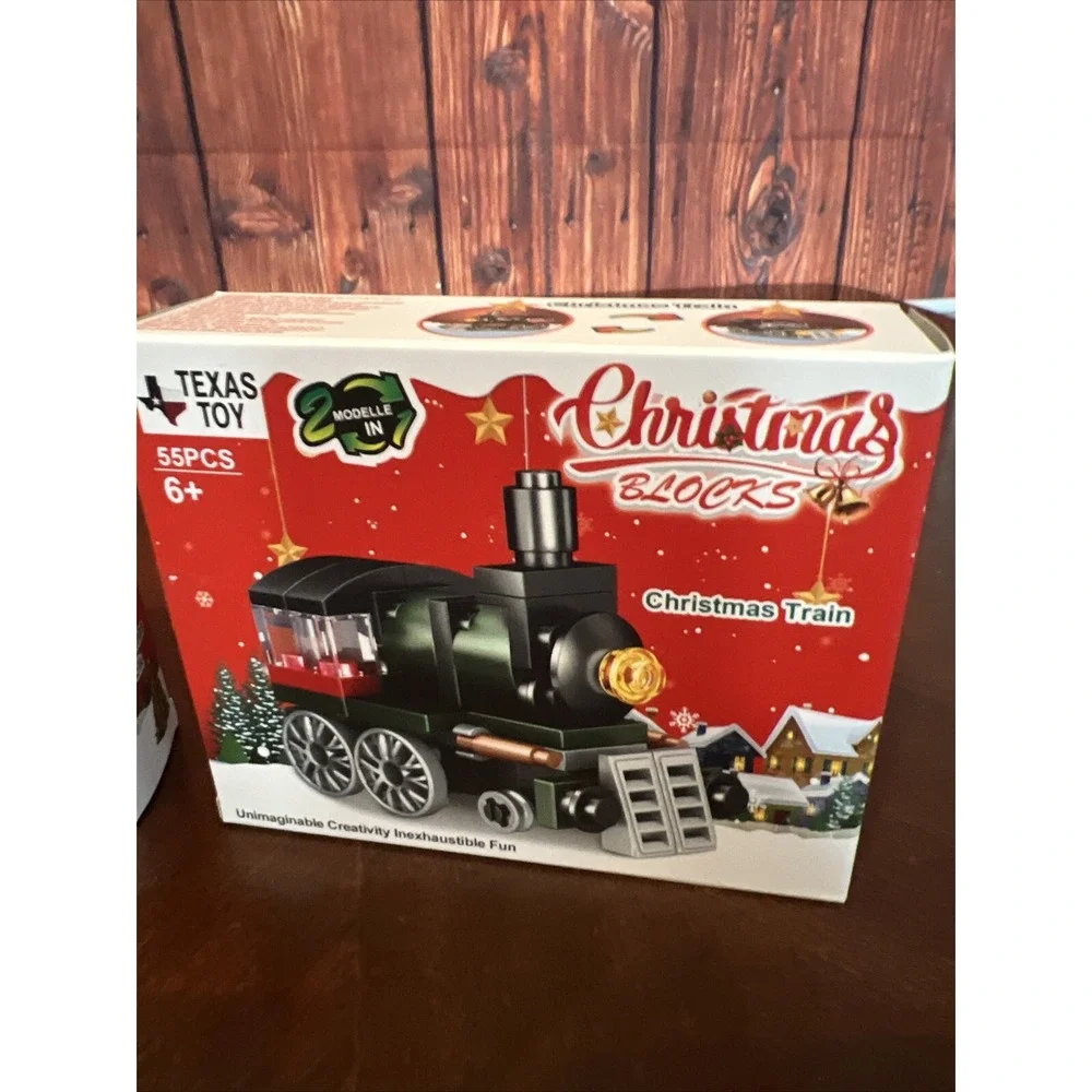 Building Blocks Reindeer Holiday Series Blocks Stocking Stuffer &Christmas Train